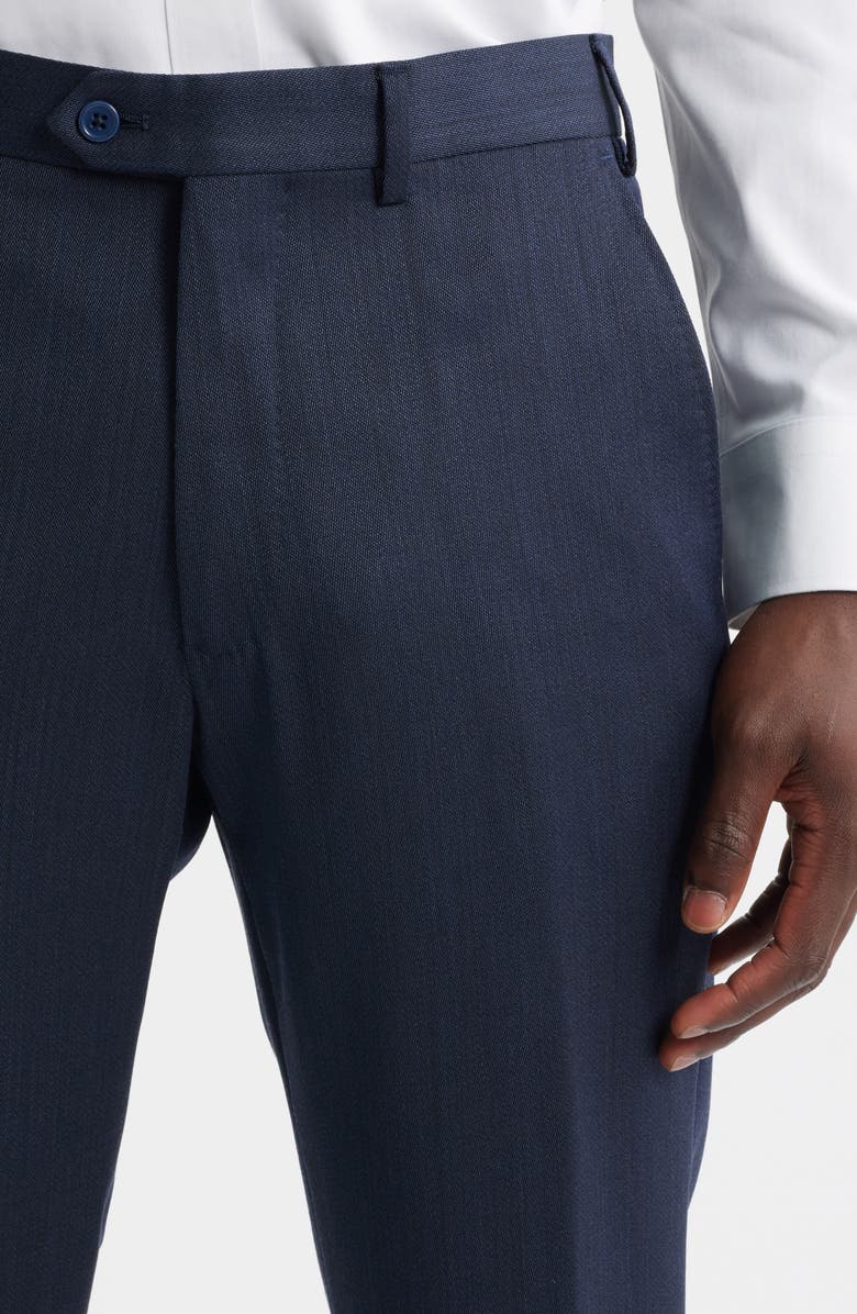 Emporio Armani Flat Front Navy Wool Dress Pants, Alternate, color, Navy