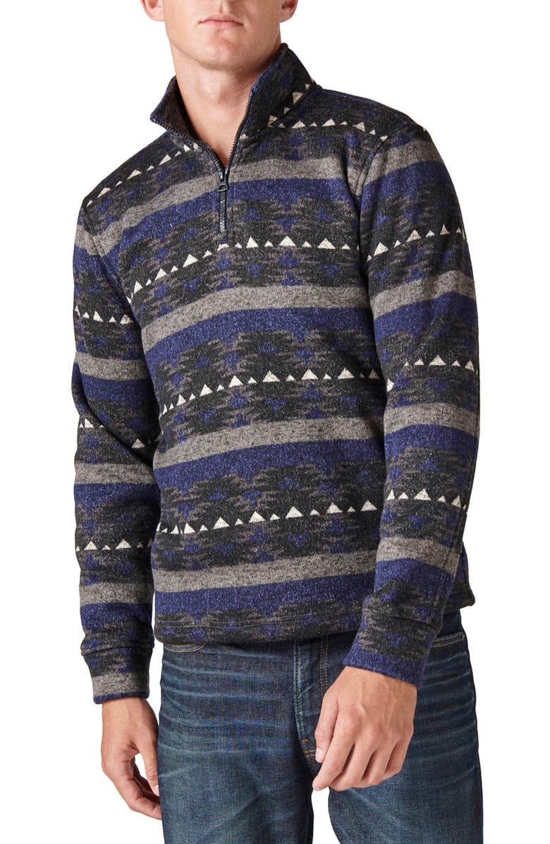 Lucky Brand Fair Isle Quarter Zip Pullover, Main, color,