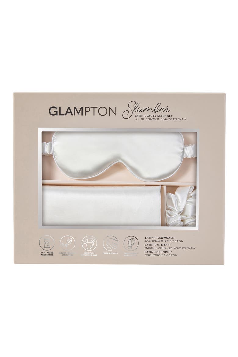 Satin Pillowcase, Scrunchi & Mask Set, Main, color, WHITE