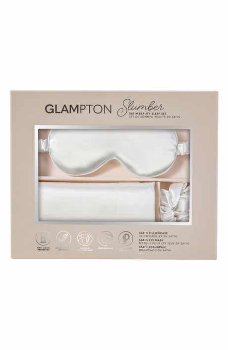 GLAMPTON Satin Pillowcase, Scrunchi & Mask Set