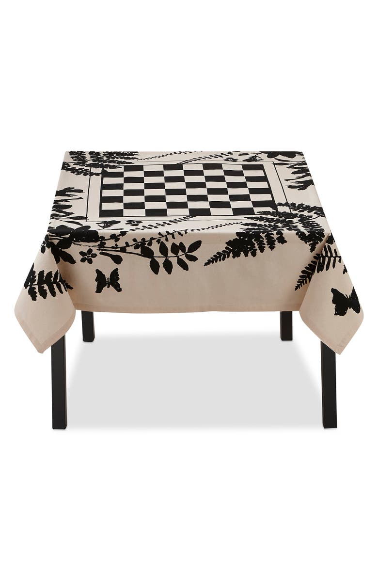 tag Fern Checkerboard Cotton Tablecloth Multicolor Summer Design, Main, color, Multicolored