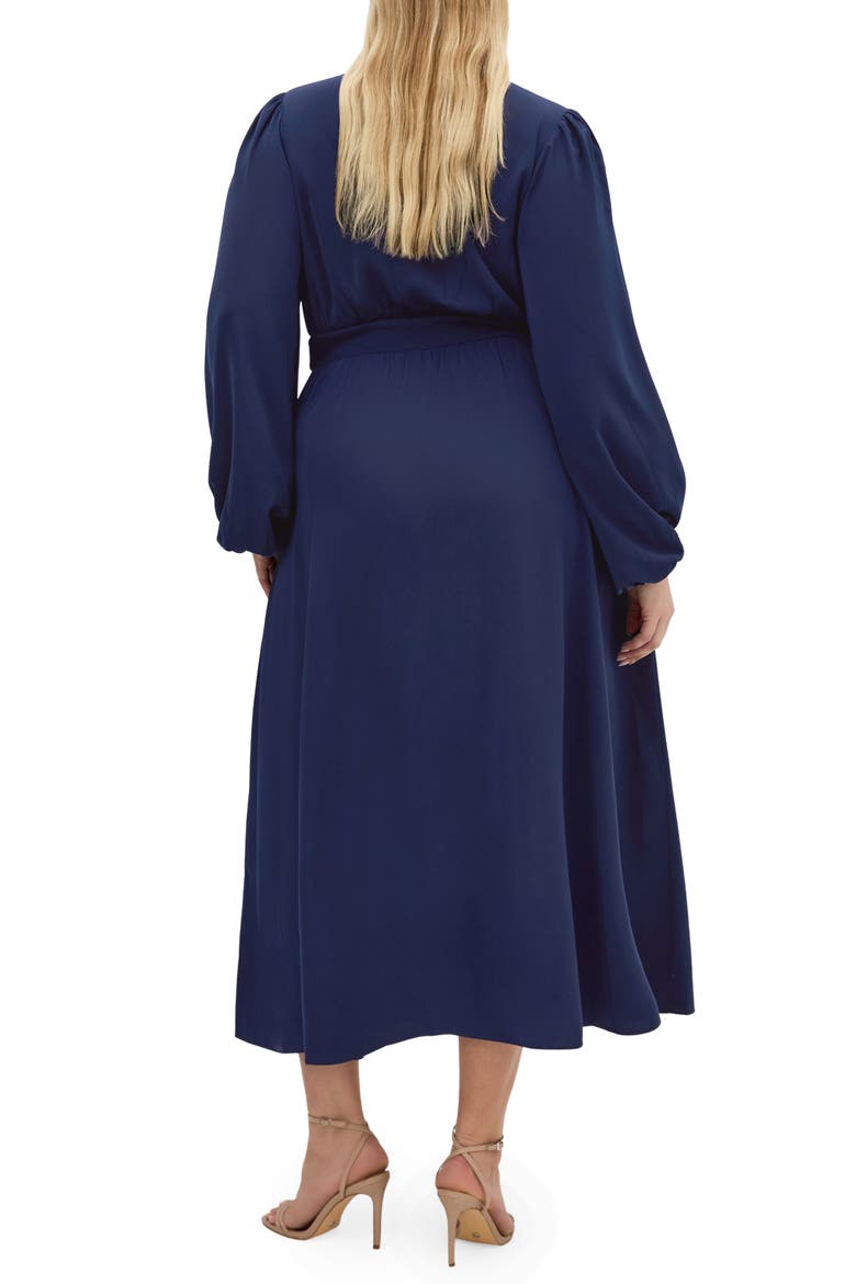 Ivanna Tie Neck Long Sleeve Maxi Dress, Alternate, color, NAVY
