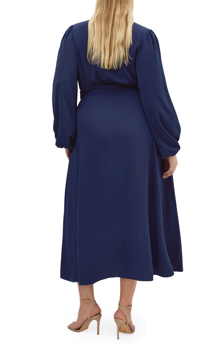 City Chic Ivanna Tie Neck Long Sleeve Maxi Dress, Alternate, color, 