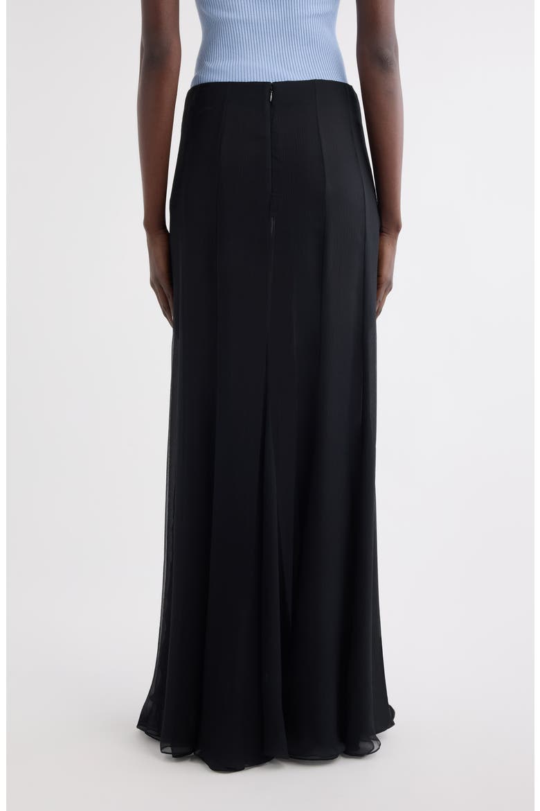Semisheer Washed Satin Maxi Skirt, Alternate, color, BLACK