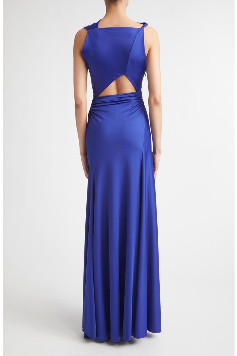 Draped Stretch Jersey Gown, Alternate, color, BRIGHT INDIGO