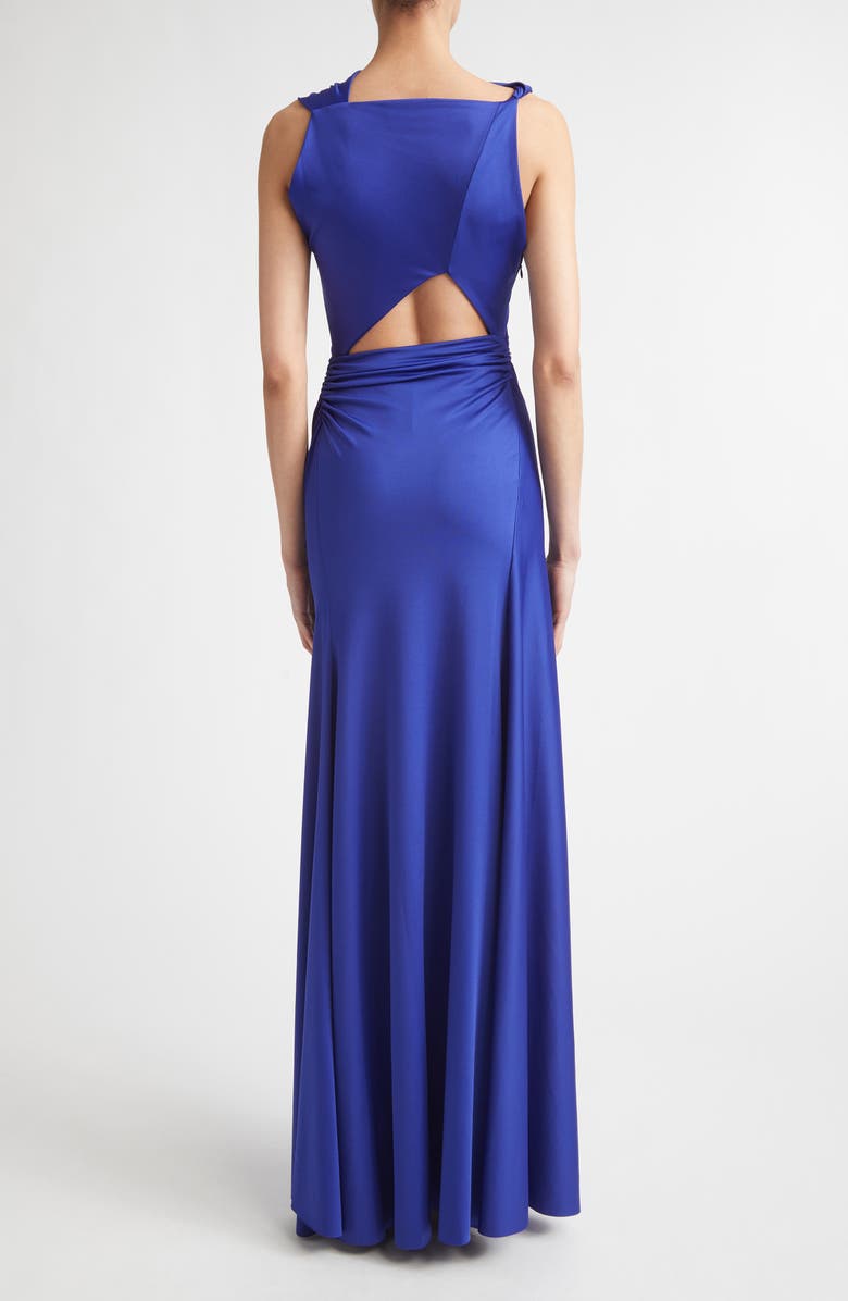 Victoria Beckham Draped Stretch Jersey Gown, Alternate, color, Bright Indigo