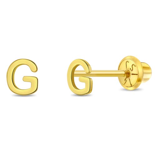 In Season Jewelry 14k Itsy Bitsy Initial Letter Earrings In Letter G