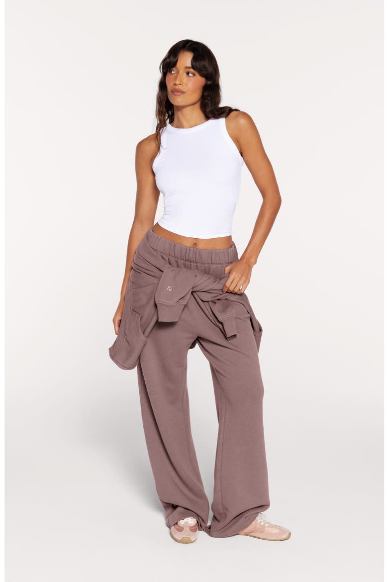 Raw Hem Wide Leg Sweatpants, Alternate, color, COCOA