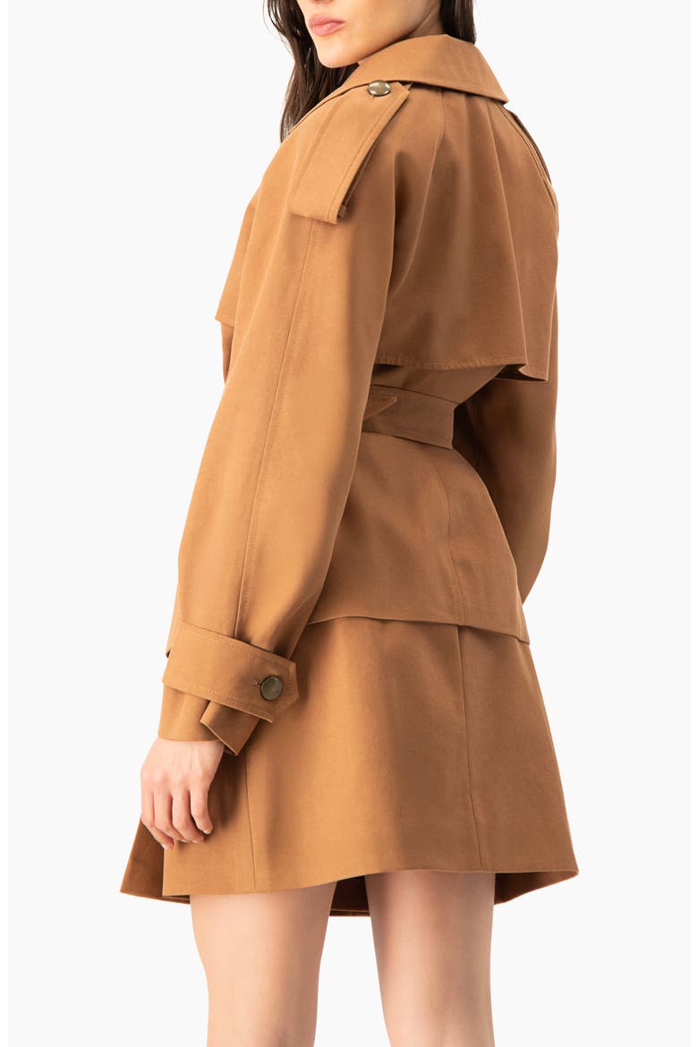 Short Double-Breasted Trench Coat, Alternate, color, Brown
