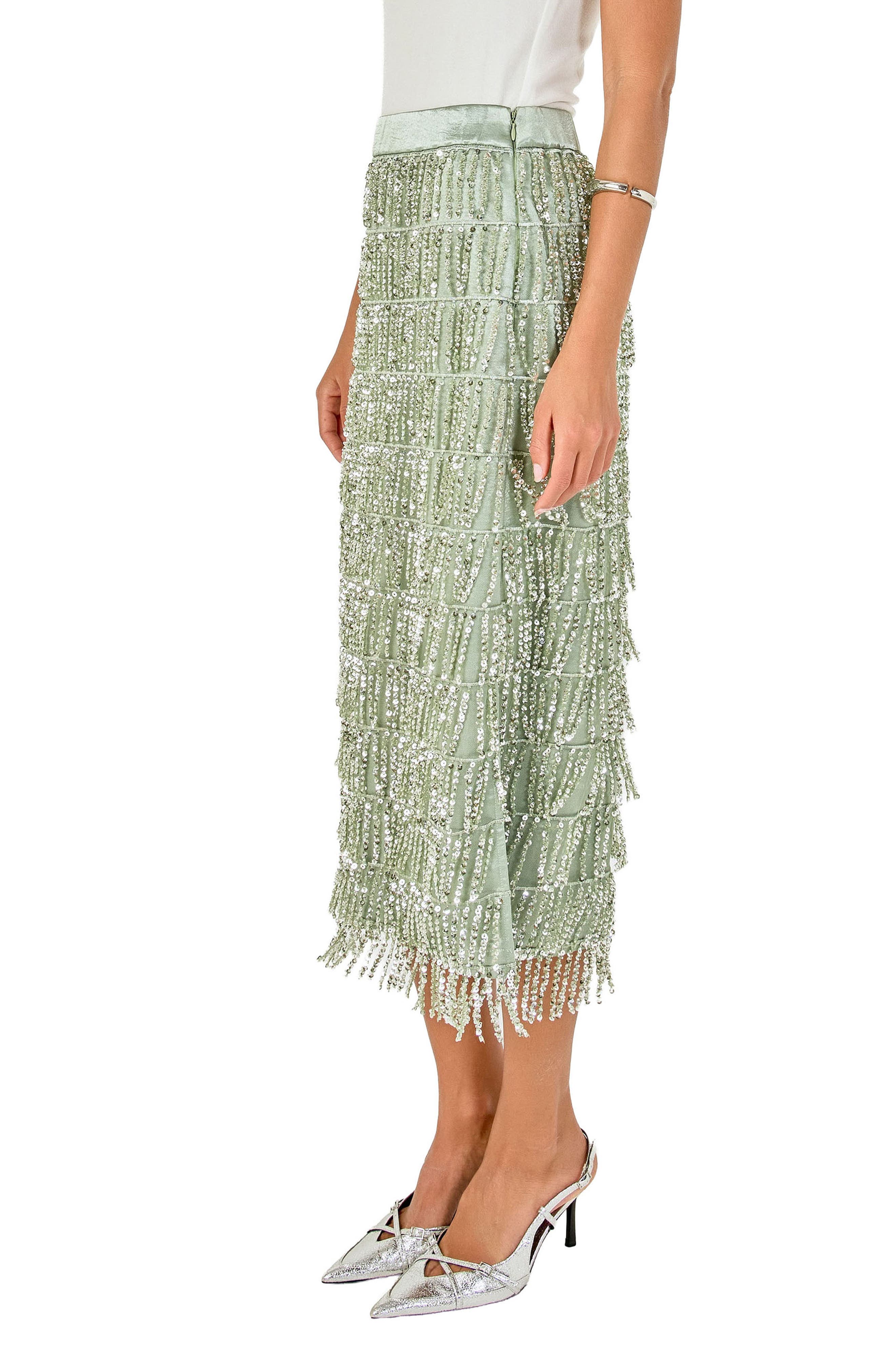 Sequin Tassel Midi Skirt thumbnail 3