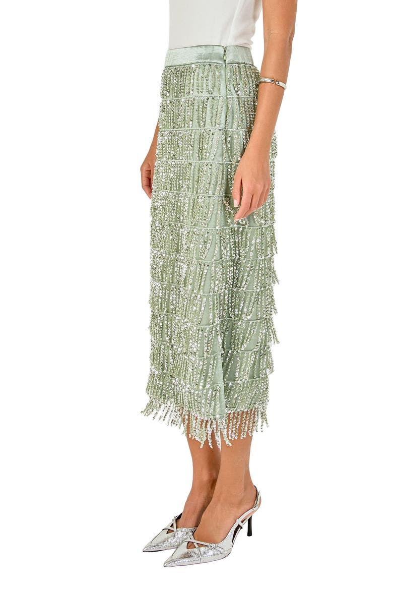 Sequin Tassel Midi Skirt, Alternate, color, PISTACHIO