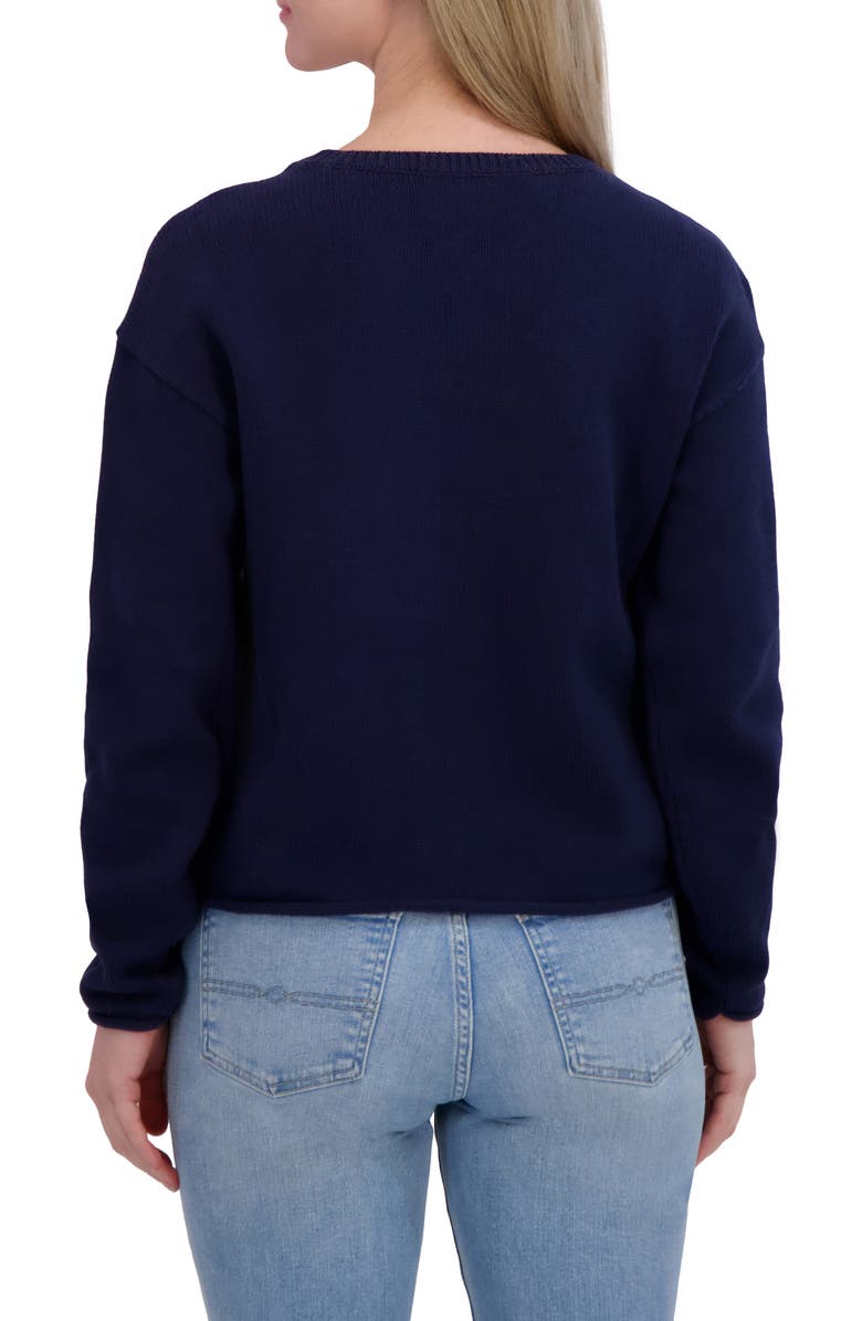 Lucky Brand Americana Crewneck Sweater, Alternate, color, Black Iris