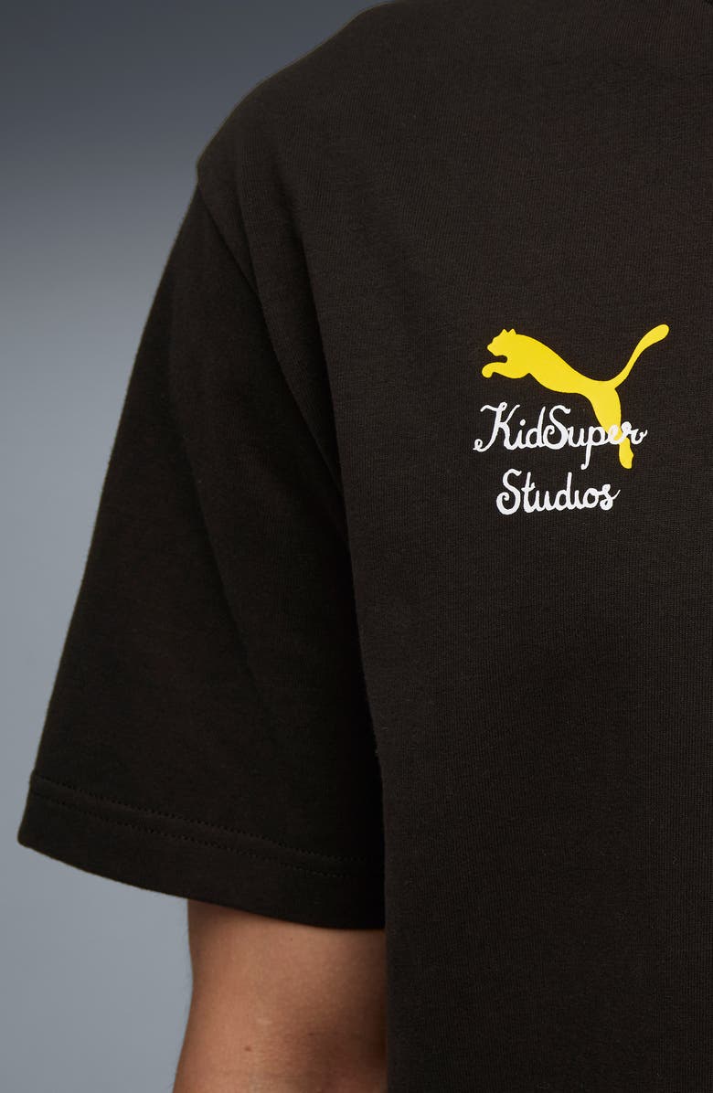 PUMA x KidSuper BVB Graphic T-Shirt, Alternate, color, Puma Black-Faster Yellow