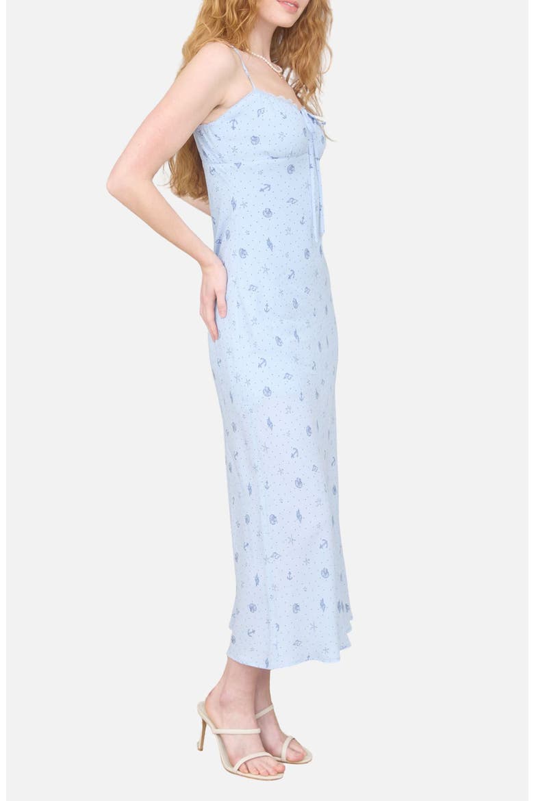 Nautical Print Empire Waist Sundress, Alternate, color, DUSTY BLUE