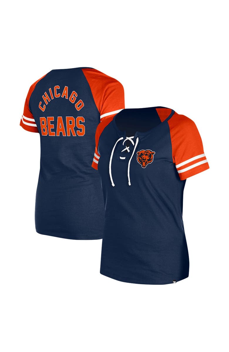 New Era Women's New Era Navy Chicago Bears  Lace-Up Raglan T-Shirt, Main, color, 