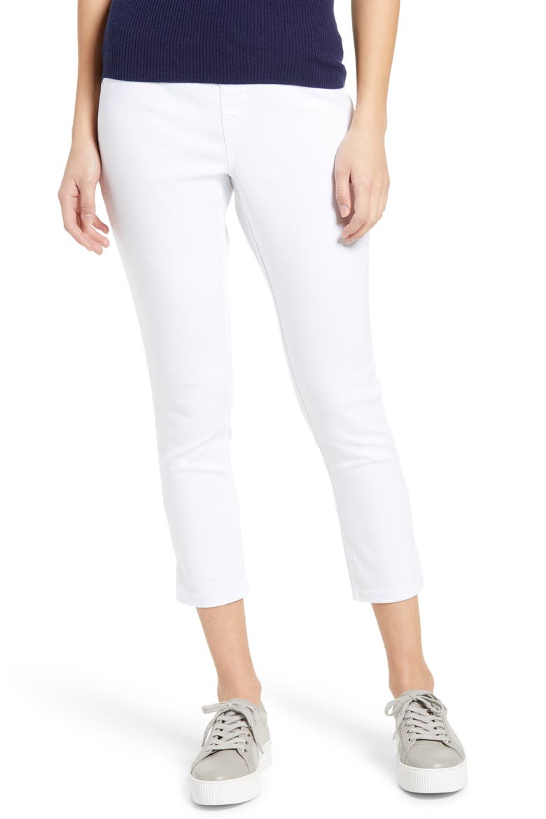 Women's Split Hem Denim Capri Leggings, Main, color, WHITE