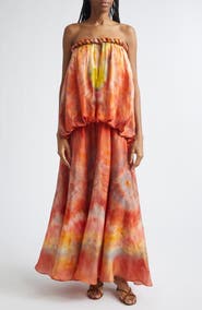 Zimmermann Luna Twist Print Silk Gown