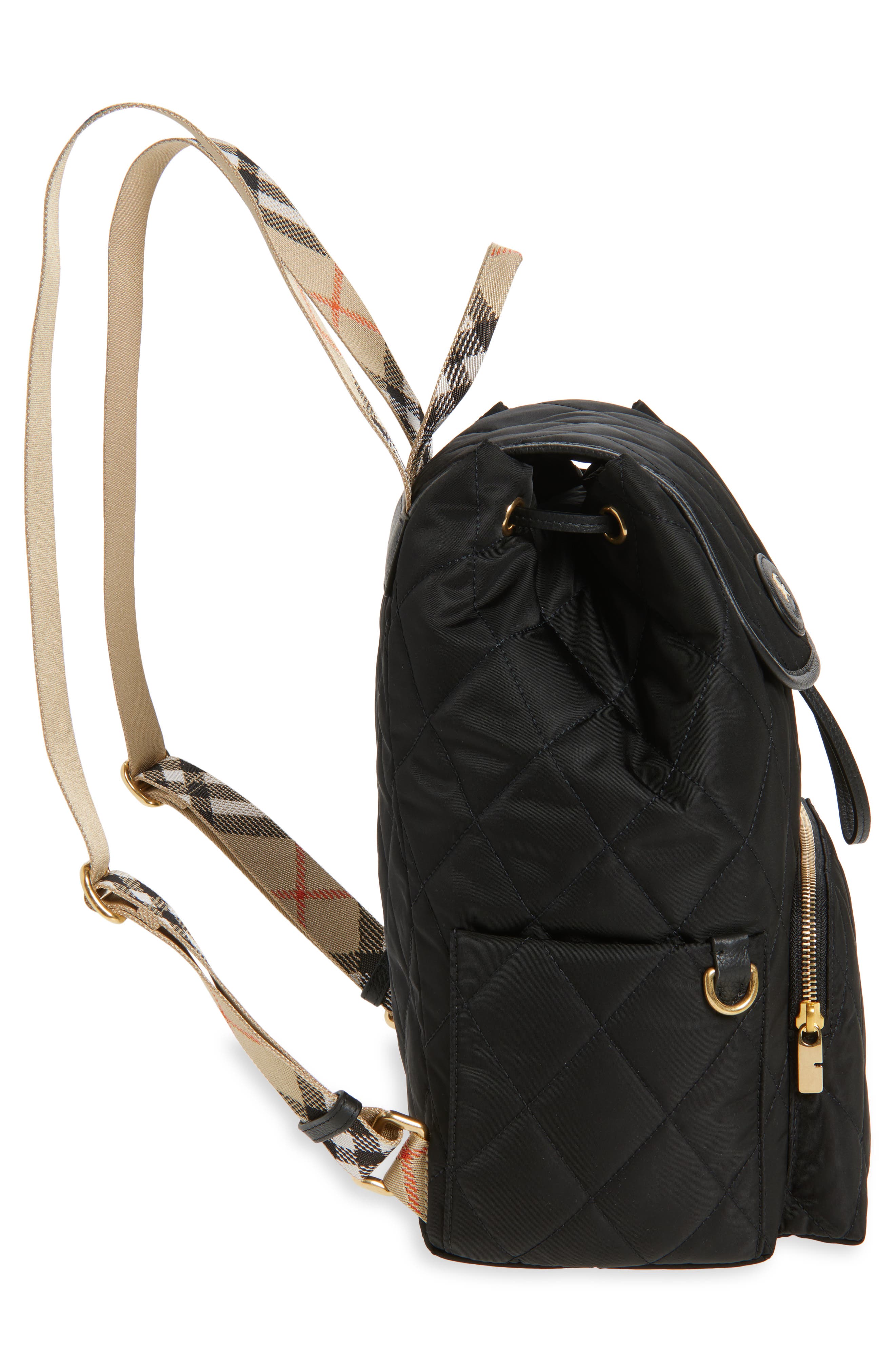 Burberry Horseshoe Quilted Nylon Backpack, Alternate, color, 