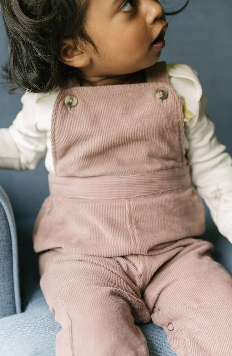 Pehr Organic Cotton Corduroy Overalls, Alternate, color, Thistle
