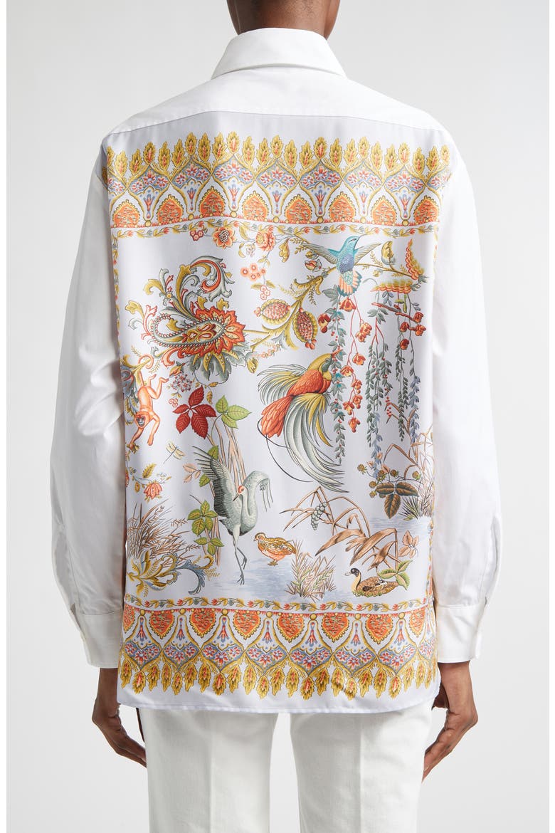 Print Back Relaxed Fit Cotton Button-Up Shirt, Alternate, color, WHITE/ PALE BLUE MULTI PRINT