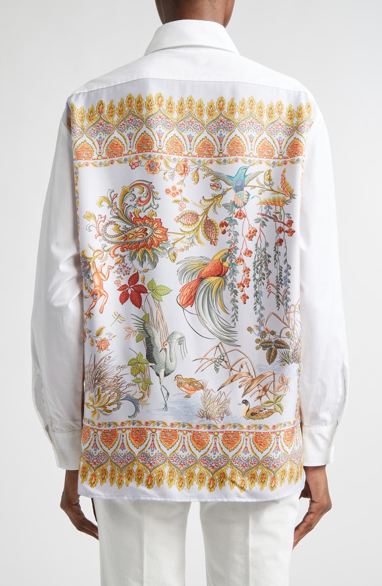 Etro Print Back Relaxed Fit Cotton Button-Up Shirt, Alternate, color, White/ Pale Blue Multi Print