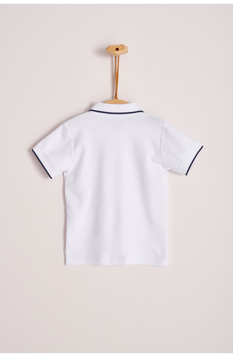 Babycottons Polo Long Sleeve Top for Little Kid, Alternate, color, White/Blue