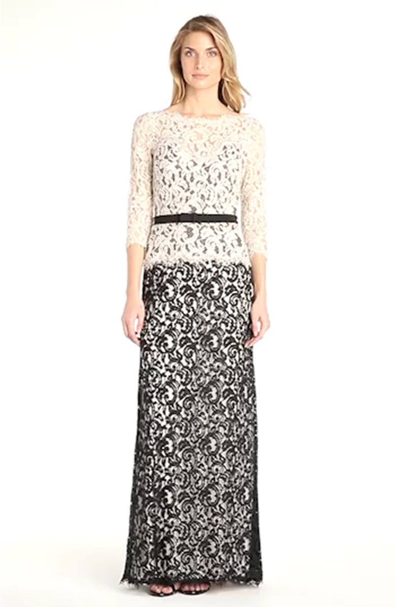 Tadashi Shoji Mock Two Piece Lace Gown, Alternate, color,