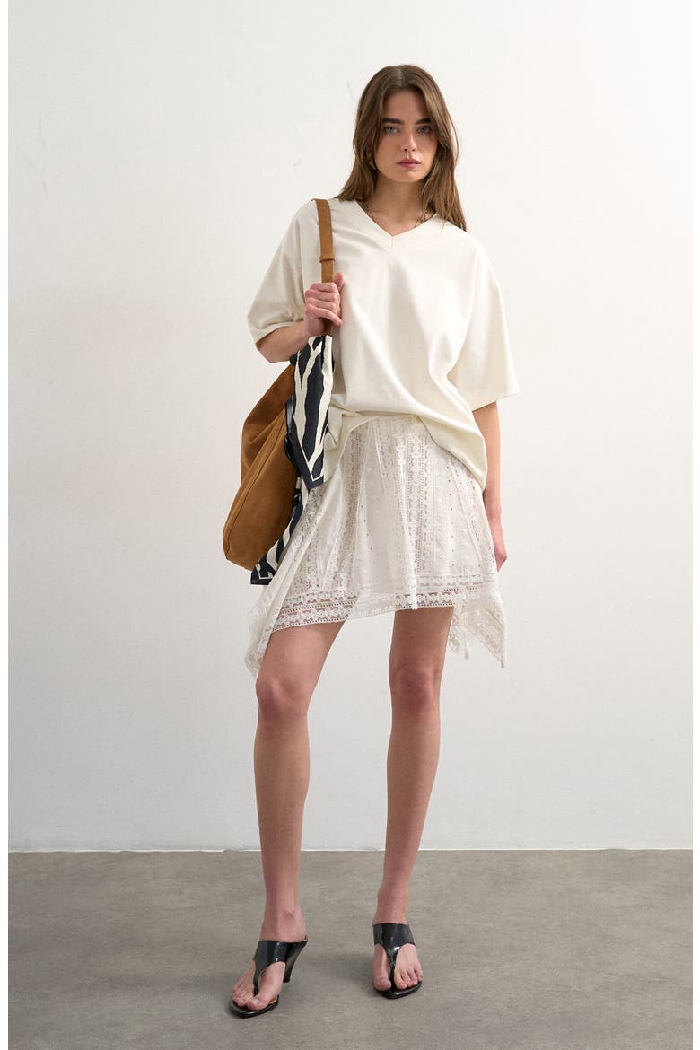 Embroidered Lace Miniskirt, Main, color, WHITE