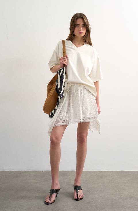 Embroidered Lace Miniskirt