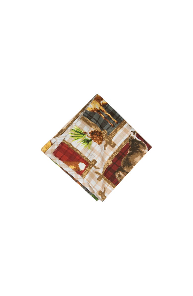 C&F Home Bryson Retreat Reversible Rustic Lodge Cloth Napkin Set of 6, Main, color, Red