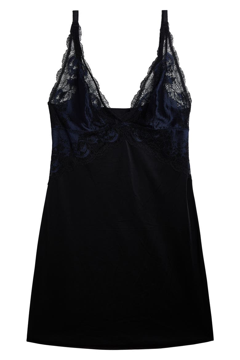 Modern Affair Lace Trim Chemise, Alternate, color, NIGHT SKY/ BLACK