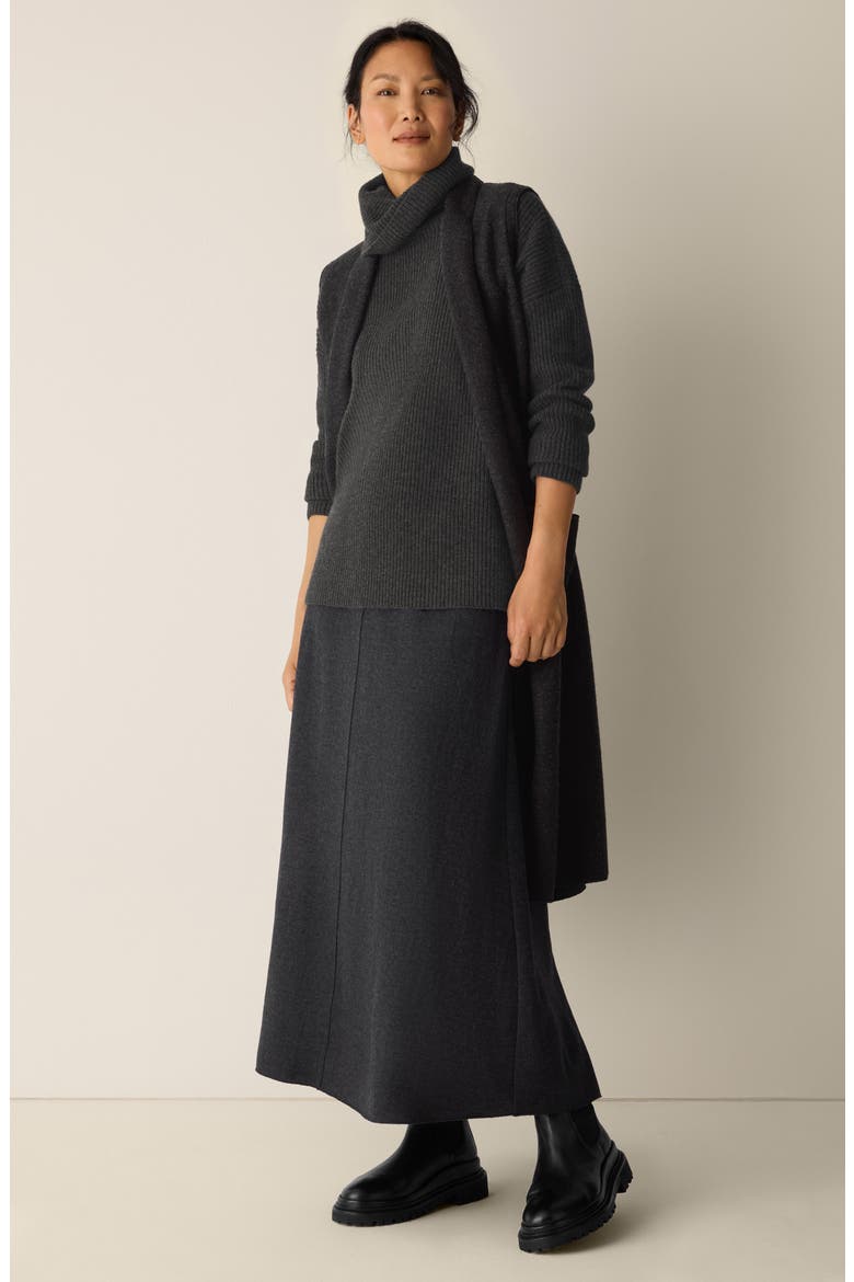 Virgin Wool Jersey A-Line Midi Skirt, Alternate, color, CHARCOAL