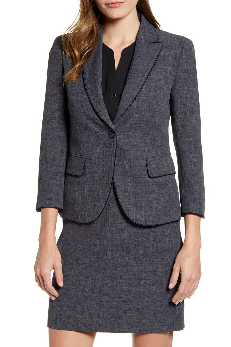 Peak Lapel Blazer, Main, color, NANTUCKET GREY/ ANNE BLACK