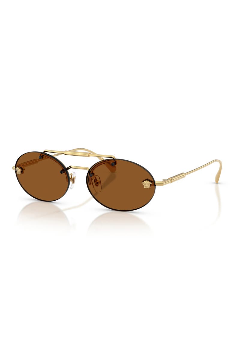 56mm Oval Sunglasses, Alternate, color, GOLD / DARK BROWN