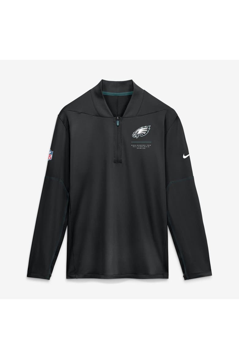 Men's Nike Black Philadelphia Eagles Sideline Logo Glory Midweight Dri-FIT Half-Zip Pullover, Main, color, Black