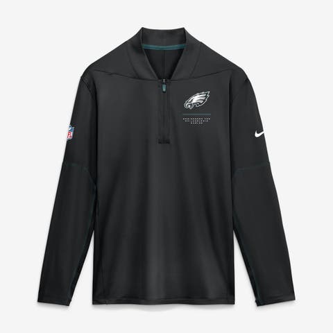 Men's Nike Black Philadelphia Eagles Sideline Logo Glory Midweight Dri-FIT Half-Zip Pullover