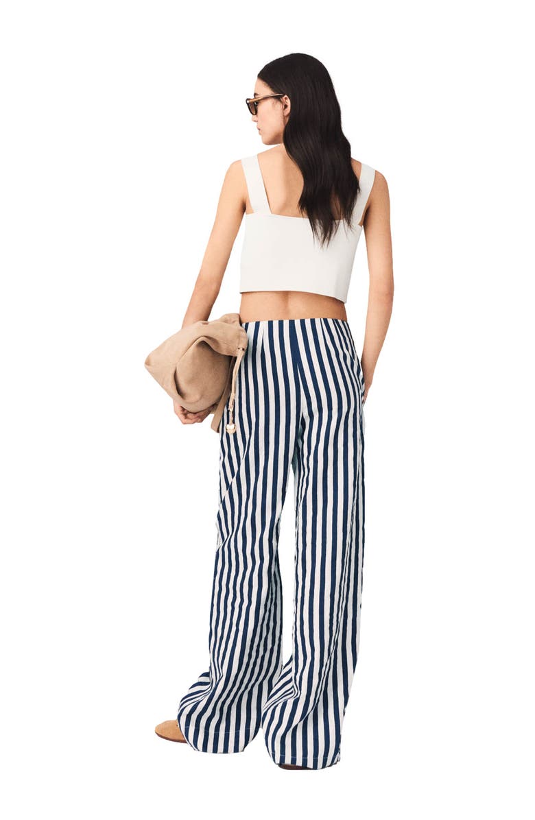 maje Linen blend sailor trousers, Alternate, color, White/Blue