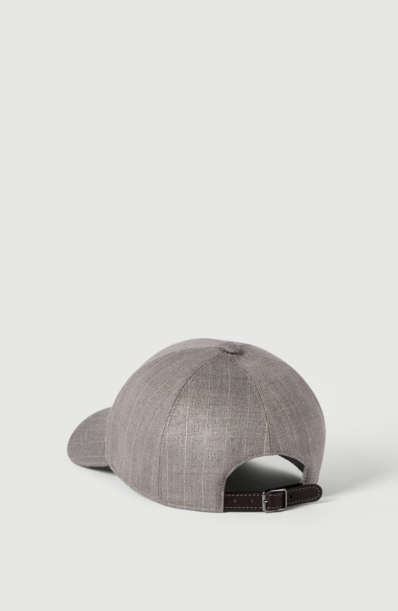 Brunello Cucinelli Sparkling pinstripe baseball cap, Alternate, color, Silver