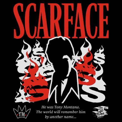 Scarface The World Will Remember Him Silhouette  Graphic T-shirt In Black