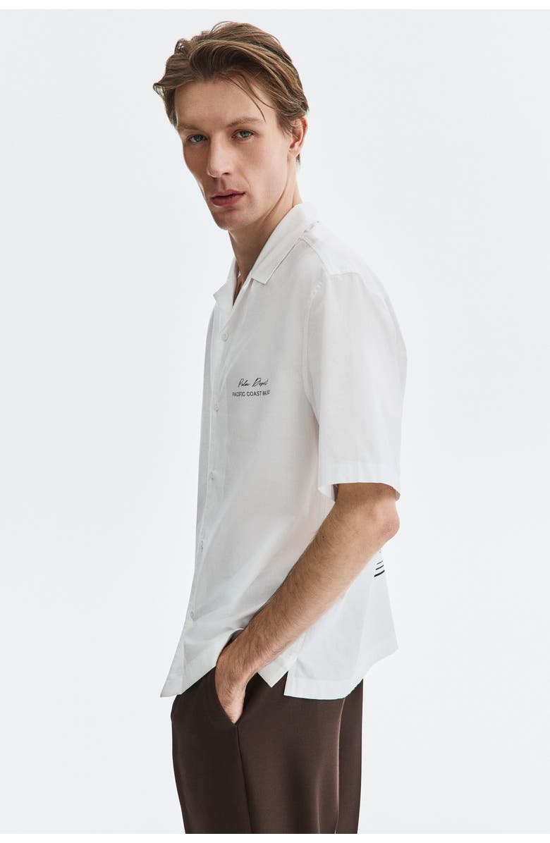 H&M Relaxed-fit printed resort shirt, Alternate, color, White/Palm Desert