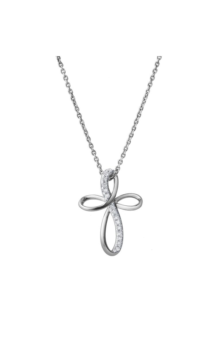 Ardent 10K Gold Diamond Cross Pendant - 0.10 CT, Alternate, color, 10K White Gold