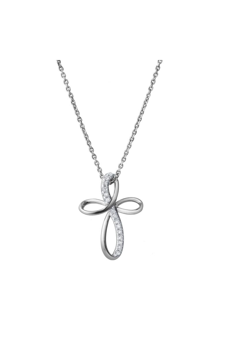 LuvMyJewelry Ardent 10K Gold Diamond Cross Pendant - 0.10 CT, Alternate, color, 10K White Gold