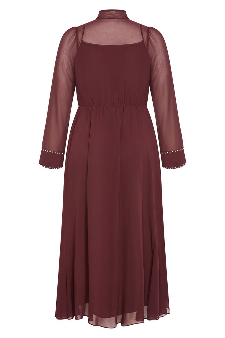 Kara Long Sleeve A-Line Dress, Alternate, color, CHOCOLATE CHERRY