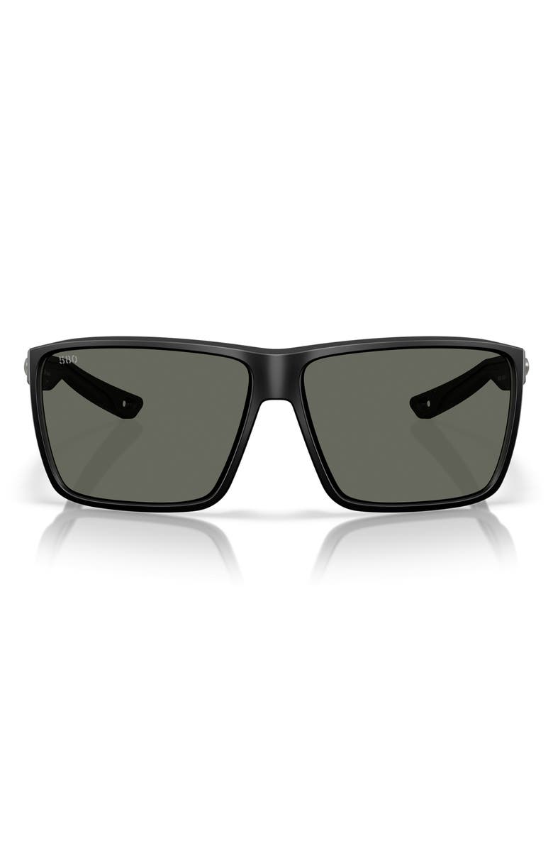 Costa Del Mar Rincon II 64mm Polarized Oversize Rectangular Sunglasses, Main, color, Matte Black / Gray