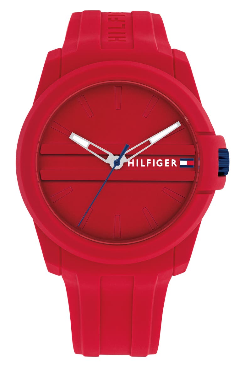 Austin Silicone Strap Watch, Main, color, RED