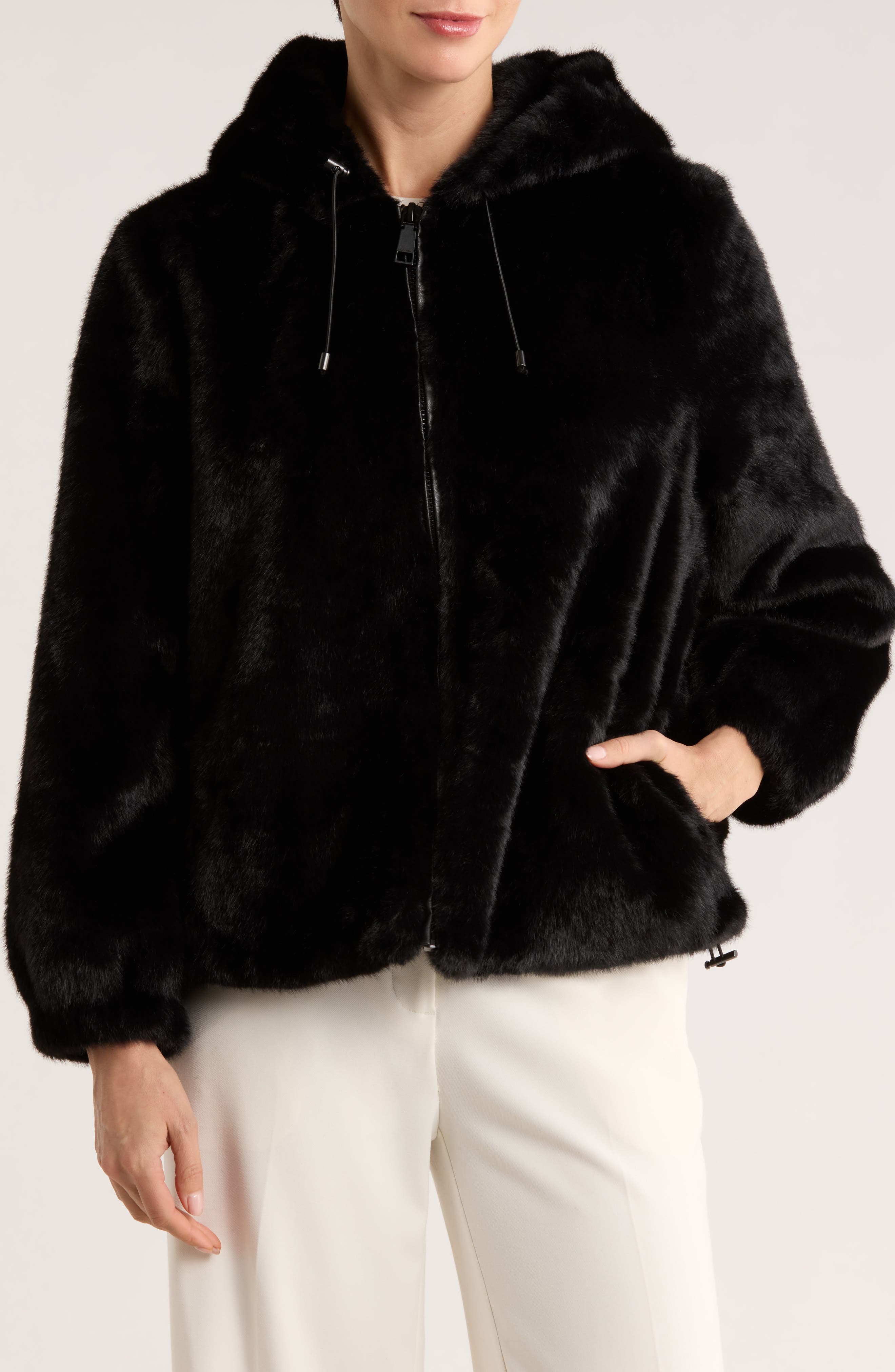 Rebecca Minkoff Faux Fur Hooded Jacket