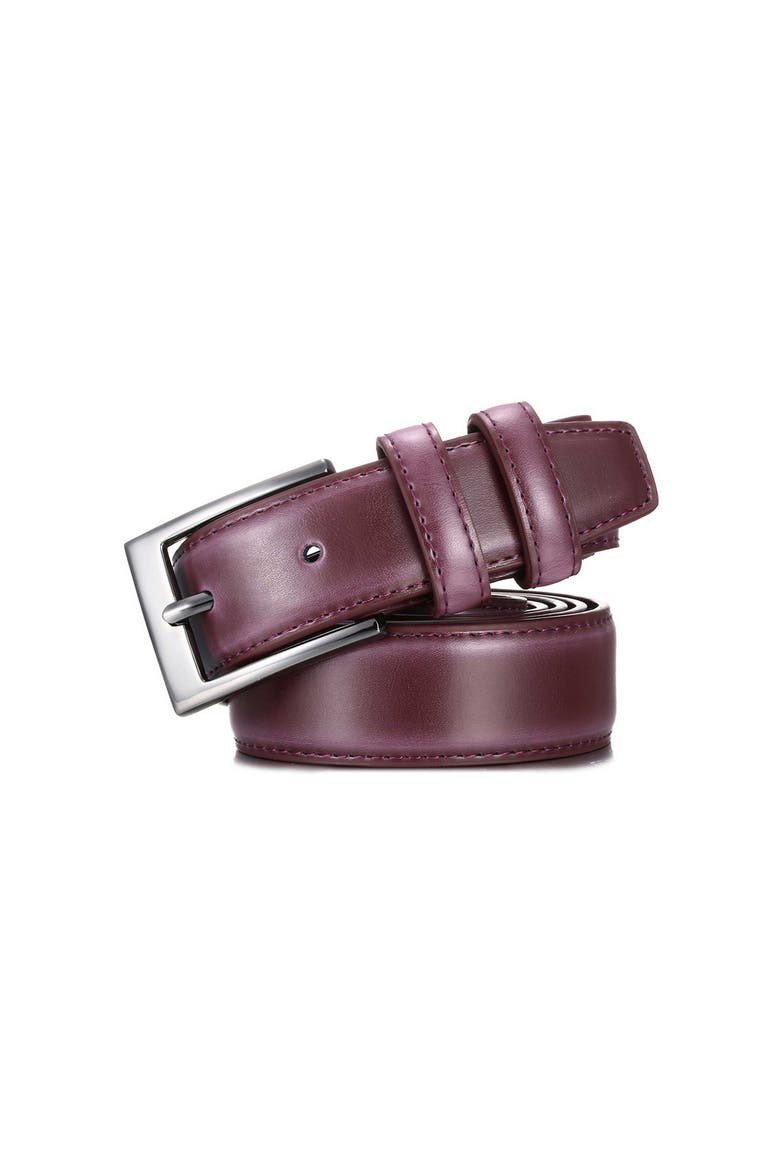 Dual Loop Leather Dress Belt, Alternate, color, Burgundy