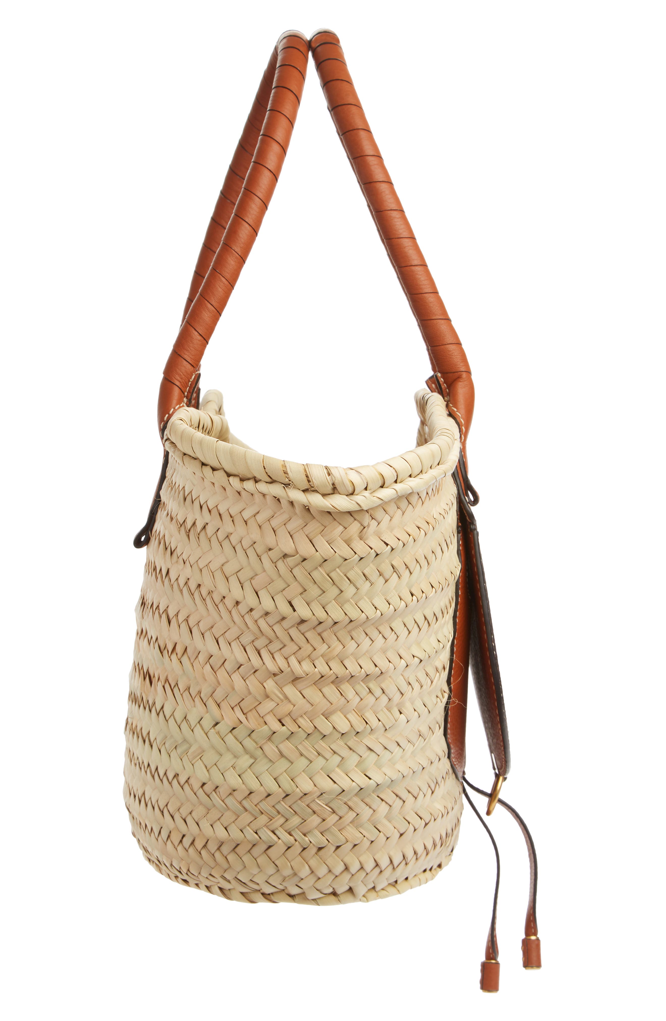 Chloé Medium Marcie Leather & Raffia Tote, Alternate, color, 
