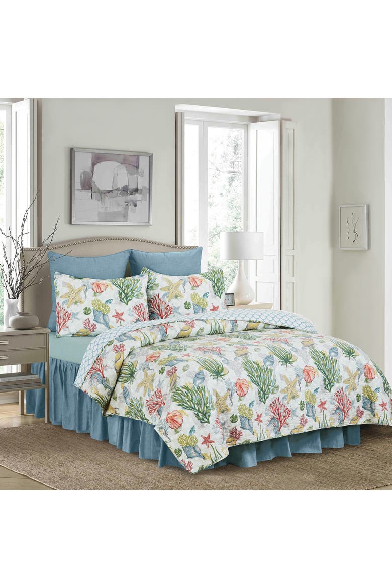 Shellwood Sound Cotton Quilt Set  - Reversible and Machine Washable, Alternate, color, Blue