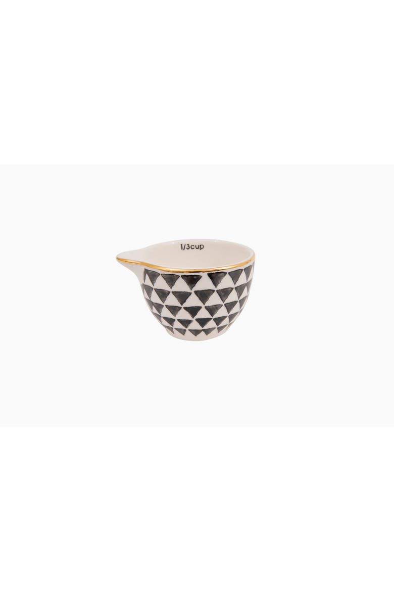 Stoneware Measuring Cups with Gold Electroplating, Black & White, Set of 4, Alternate, color, Black